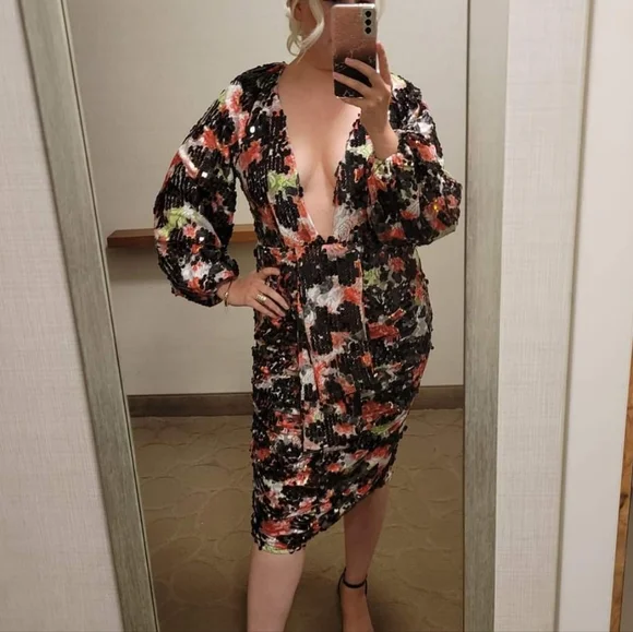 Boohoo multi outlet coloured dress